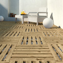 Cargar imagen en el visor de la galería, Pack 4 und Baldosas de madera de pino para exterior 50x50 cm