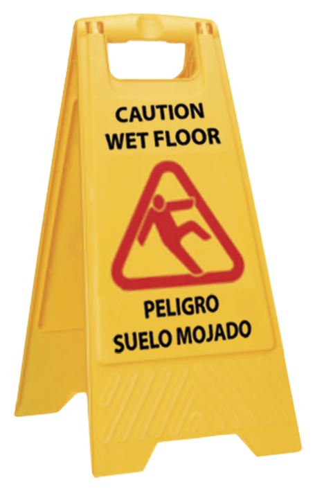 Señal de aviso de suelo mojado (Castellano / Inglés)