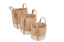 Cargar imagen en el visor de la galería, Cesta decorativa de yute natural blanqueado 80 l de 50x40x50 cm
